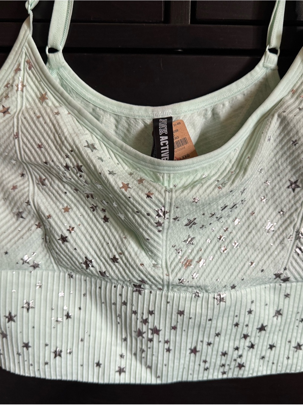 PINK Victoria's Secret Mint Seamless Star-Print Sports Bra